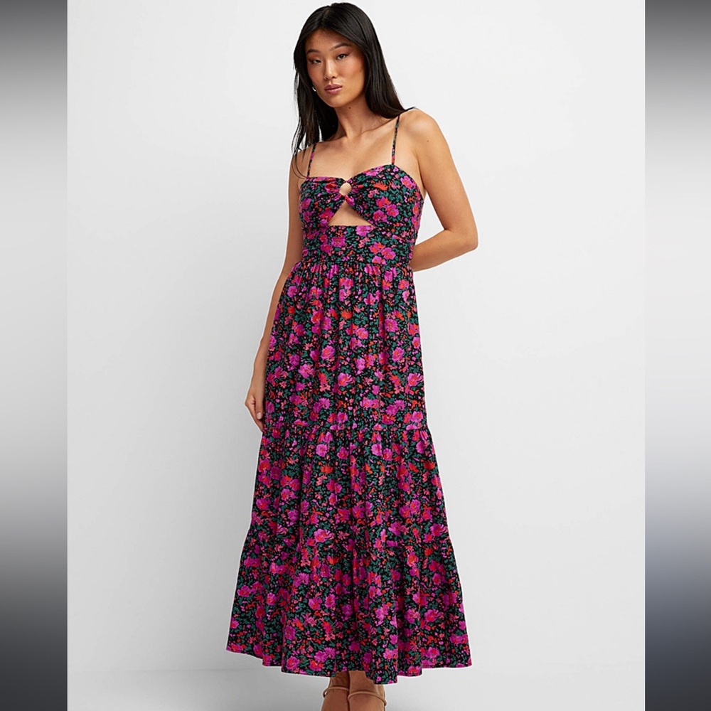 Aqua cotton cut out dress